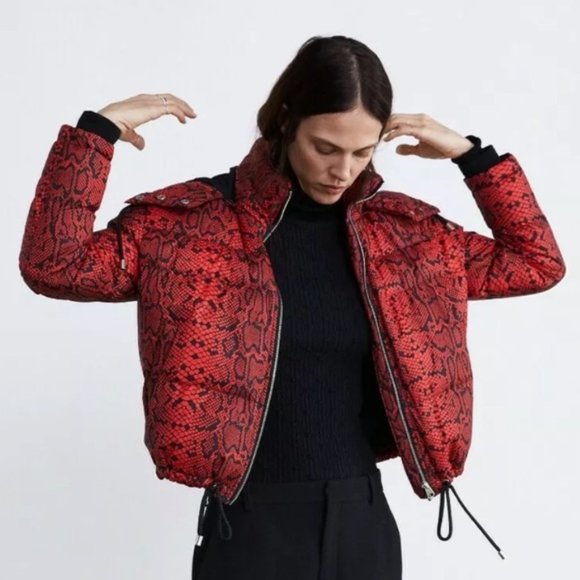 zara snakeskin puffer jacket